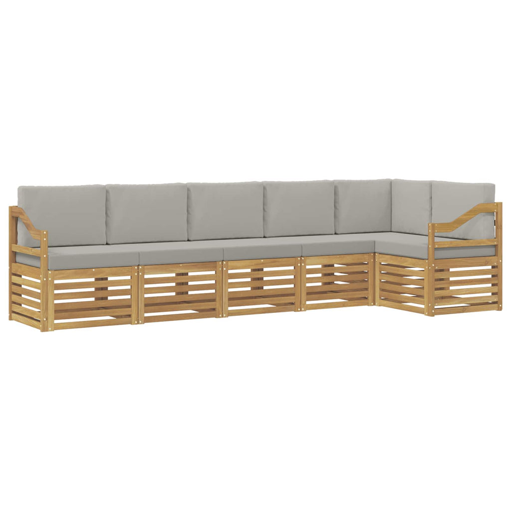 Outdoor-Sofagarnitur 6 pcs Weiß und Hellgrau