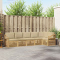 Outdoor-Sofagarnitur 6 pcs Weiß und Beige 304 x 126,5 x 73 cm