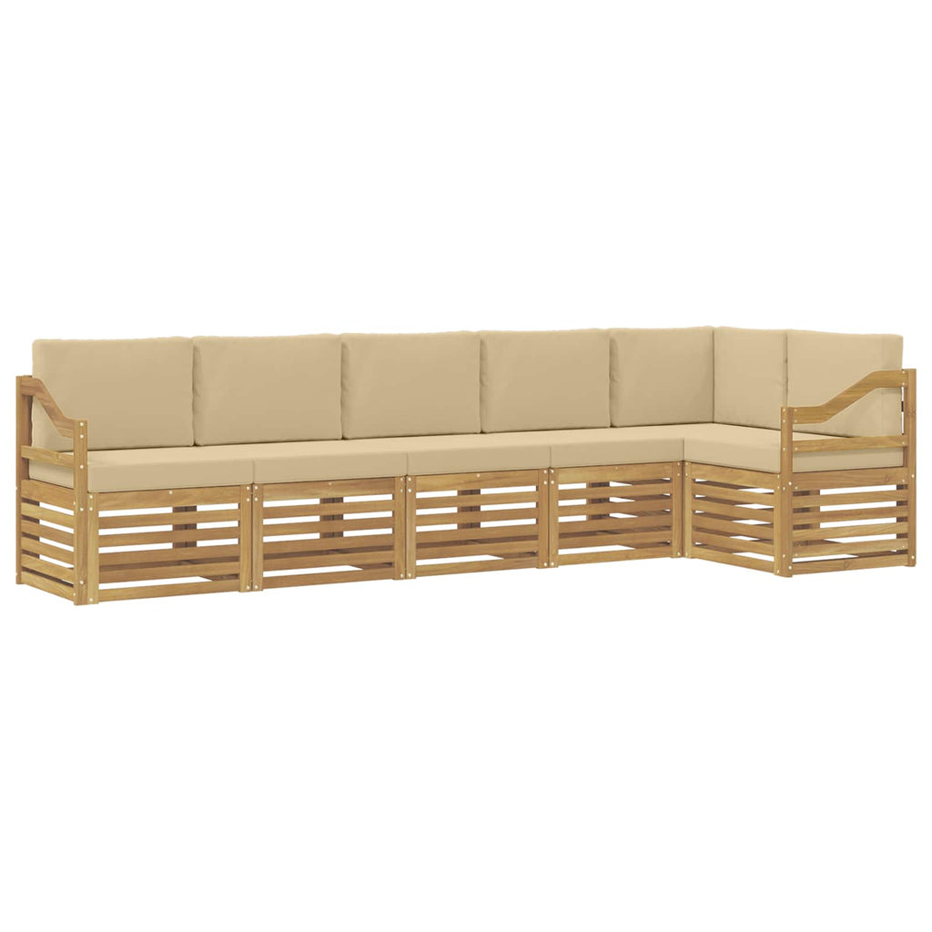 Outdoor-Sofagarnitur 6 pcs Weiß und Beige 304 x 126,5 x 73 cm