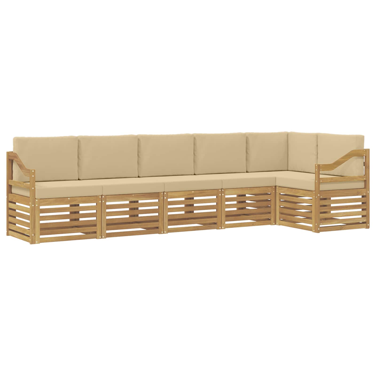 Outdoor-Sofagarnitur 6 pcs Weiß und Beige 304 x 126,5 x 73 cm