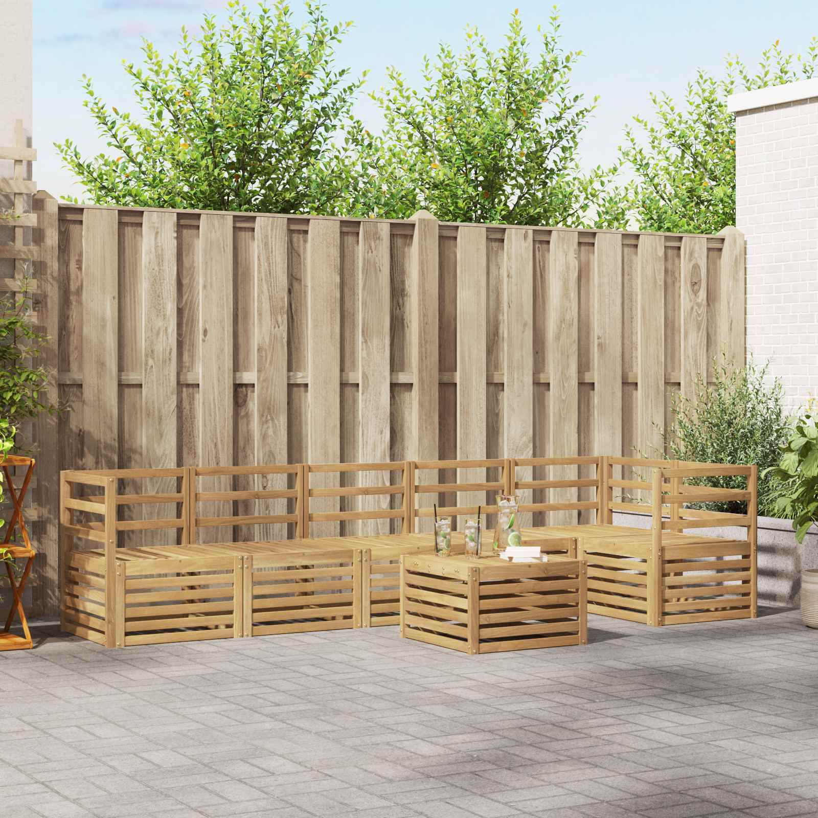 Outdoor-Sofagarnitur 7 pcs Weiß 59 x 59 x 37 cm
