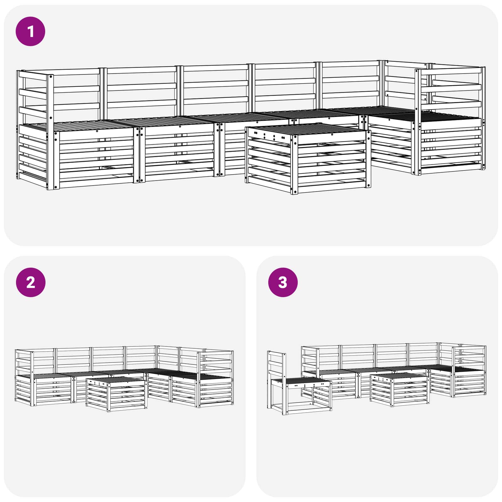 Outdoor-Sofagarnitur 7 pcs Weiß 59 x 59 x 37 cm