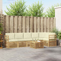 Outdoor-Sofagarnitur 7 pcs Weiß und Creme Polyester