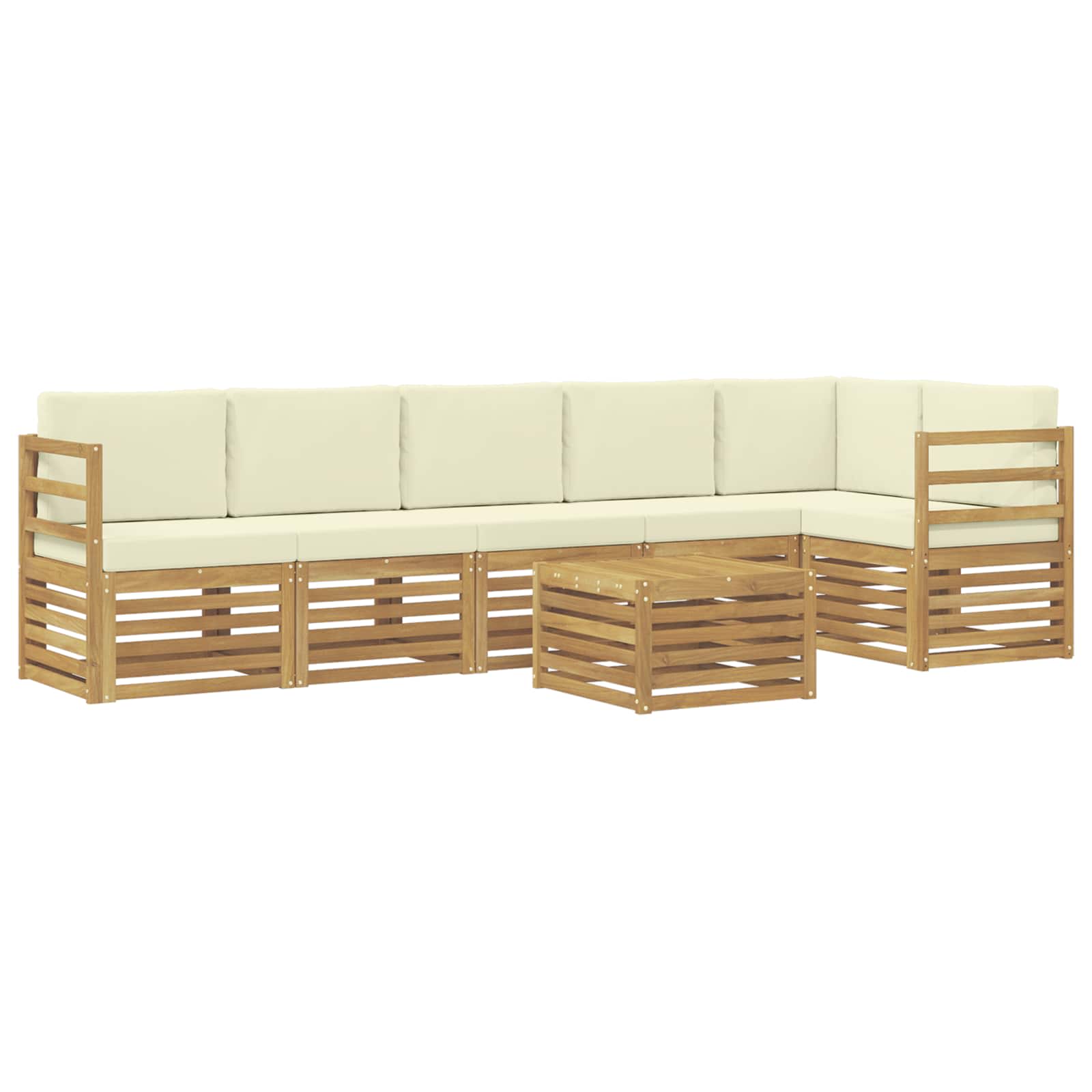 Outdoor-Sofagarnitur 7 pcs Weiß und Creme Polyester