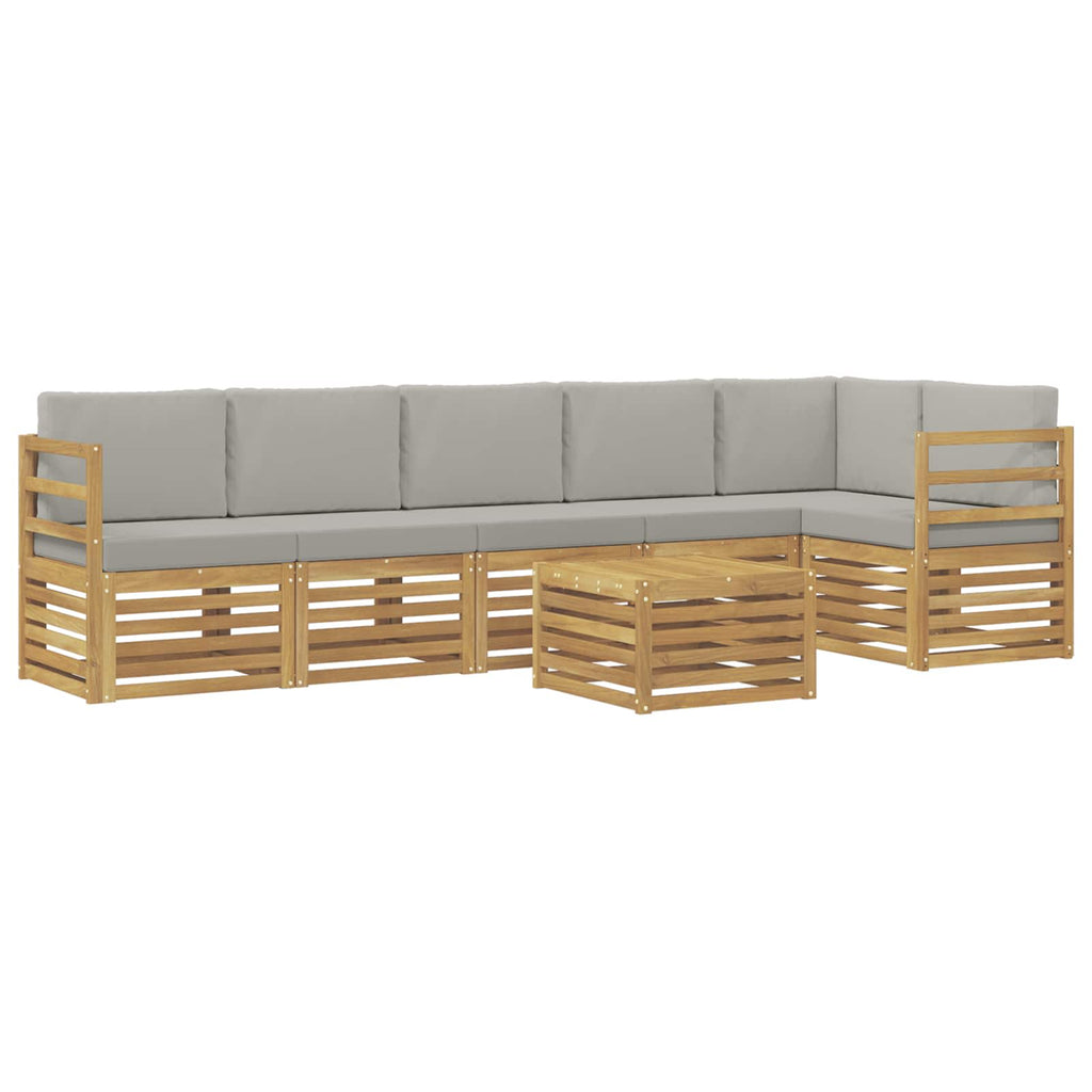Outdoor-Sofagarnitur 7 pcs Weiß und Hellgrau 59 x 59 x 37 cm