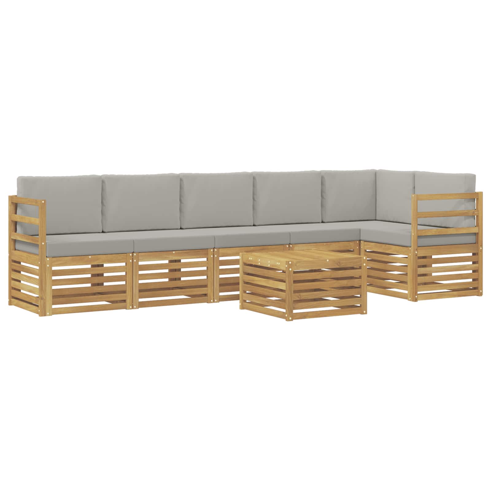 Outdoor-Sofagarnitur 7 pcs Weiß und Hellgrau 59 x 59 x 37 cm