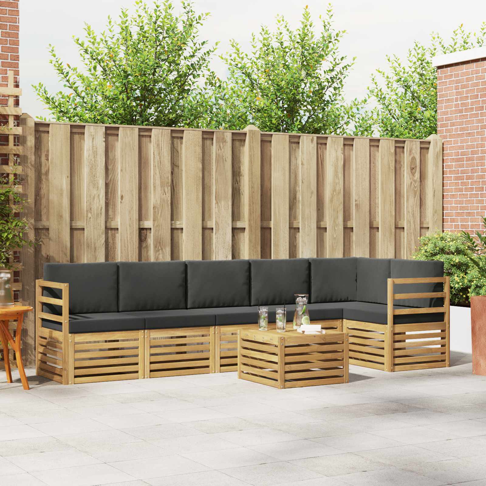 Outdoor-Sofagarnitur 7 pcs Weiß und Anthrazit 59 x 59 x 37 cm