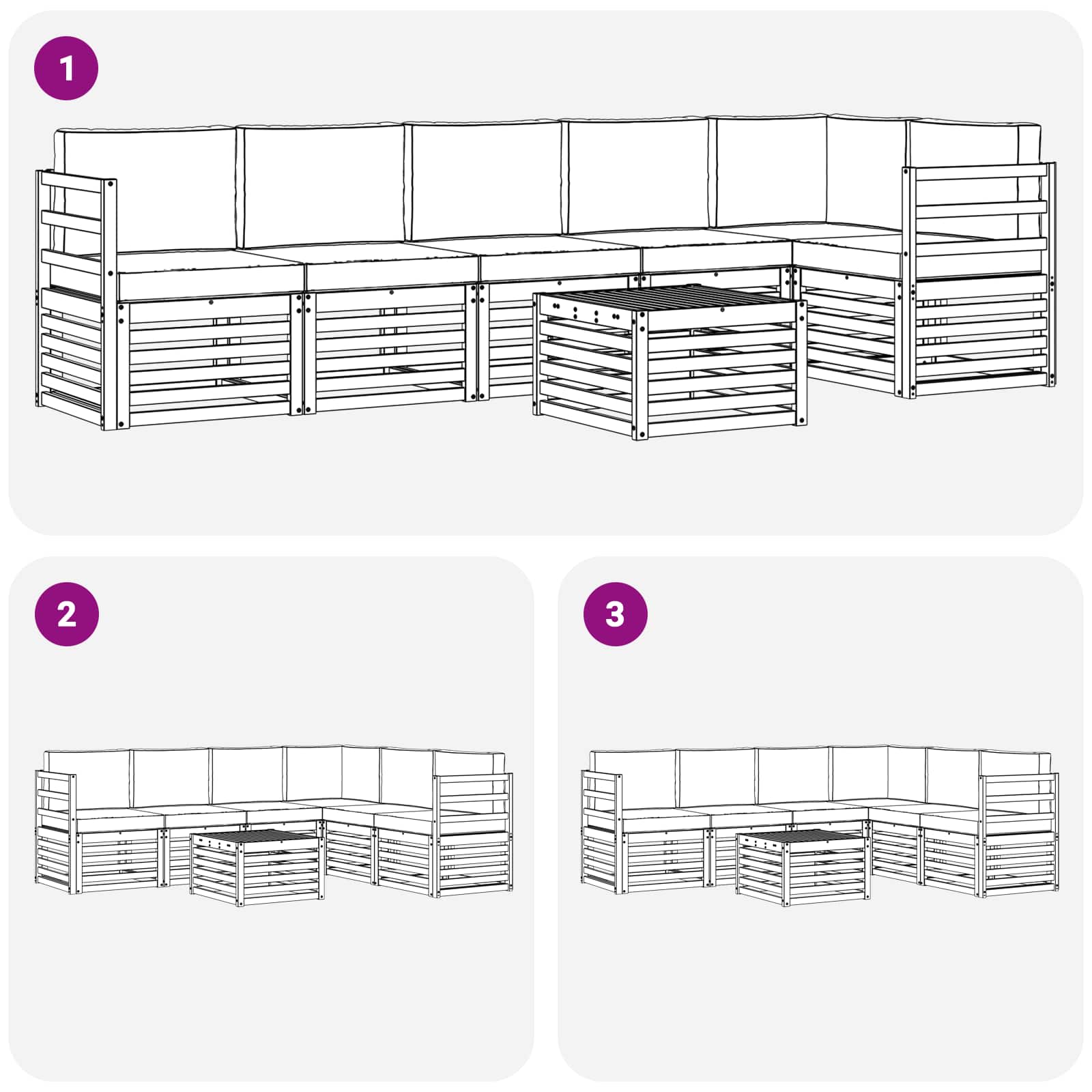 Outdoor-Sofagarnitur 7 pcs Weiß und Anthrazit 59 x 59 x 37 cm