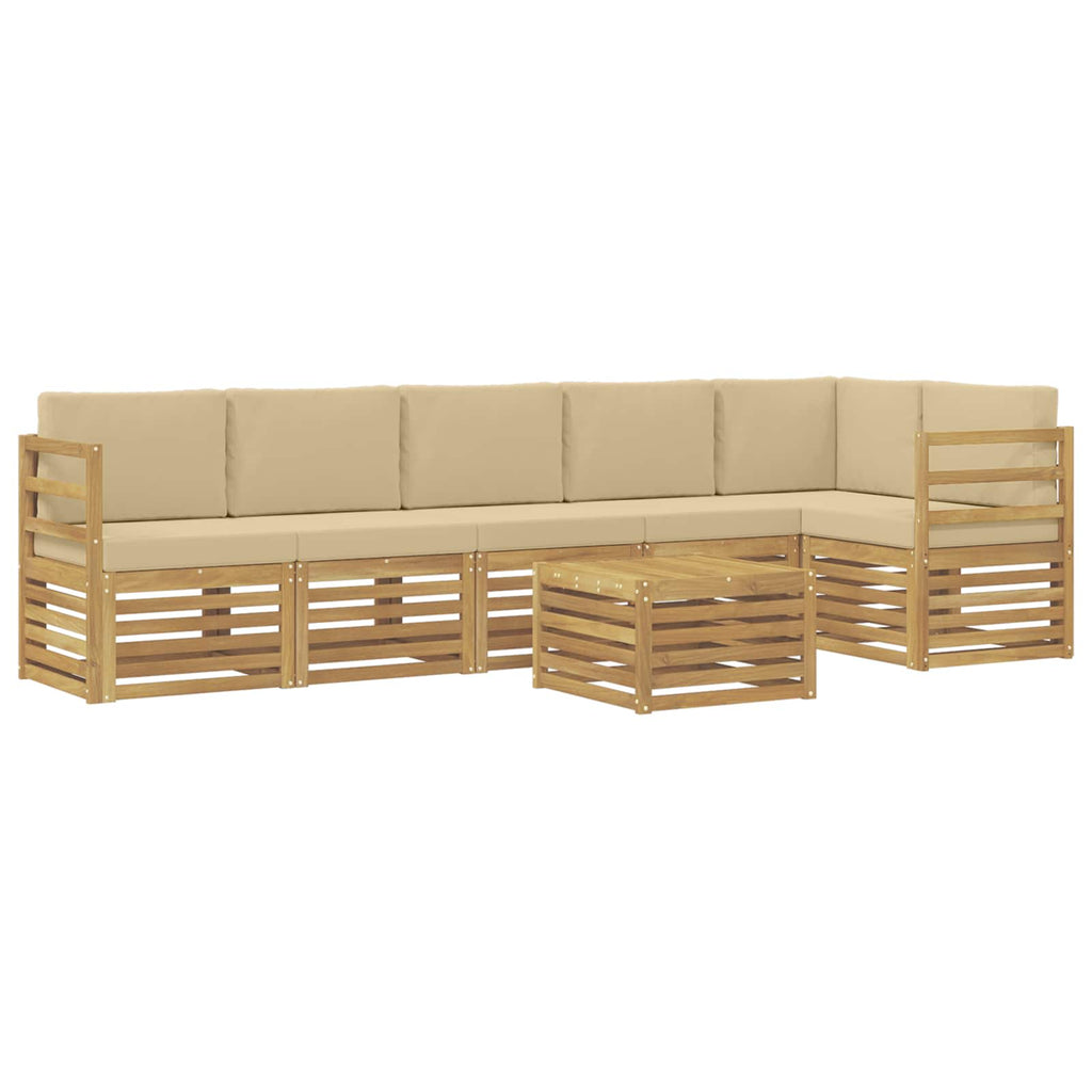 Outdoor-Sofagarnitur 7 pcs Weiß und Beige 59 x 59 x 37 cm
