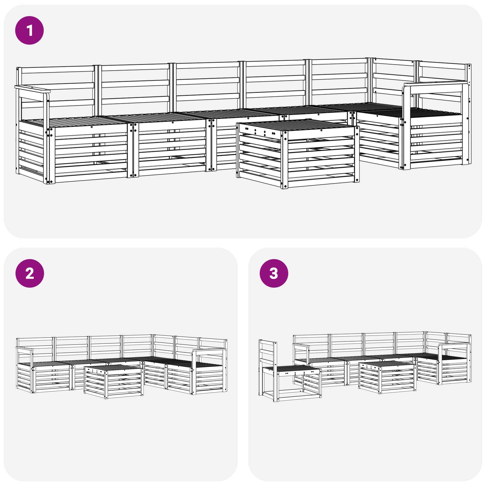 Outdoor-Sofagarnitur 7 pcs Weiß 59 x 59 x 37 cm