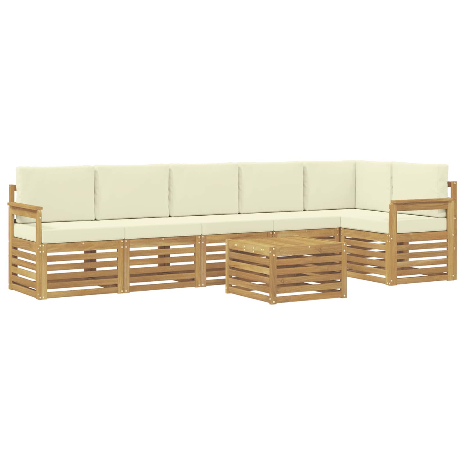 Outdoor-Sofagarnitur 7 pcs Weiß und Creme 59 x 59 x 37 cm