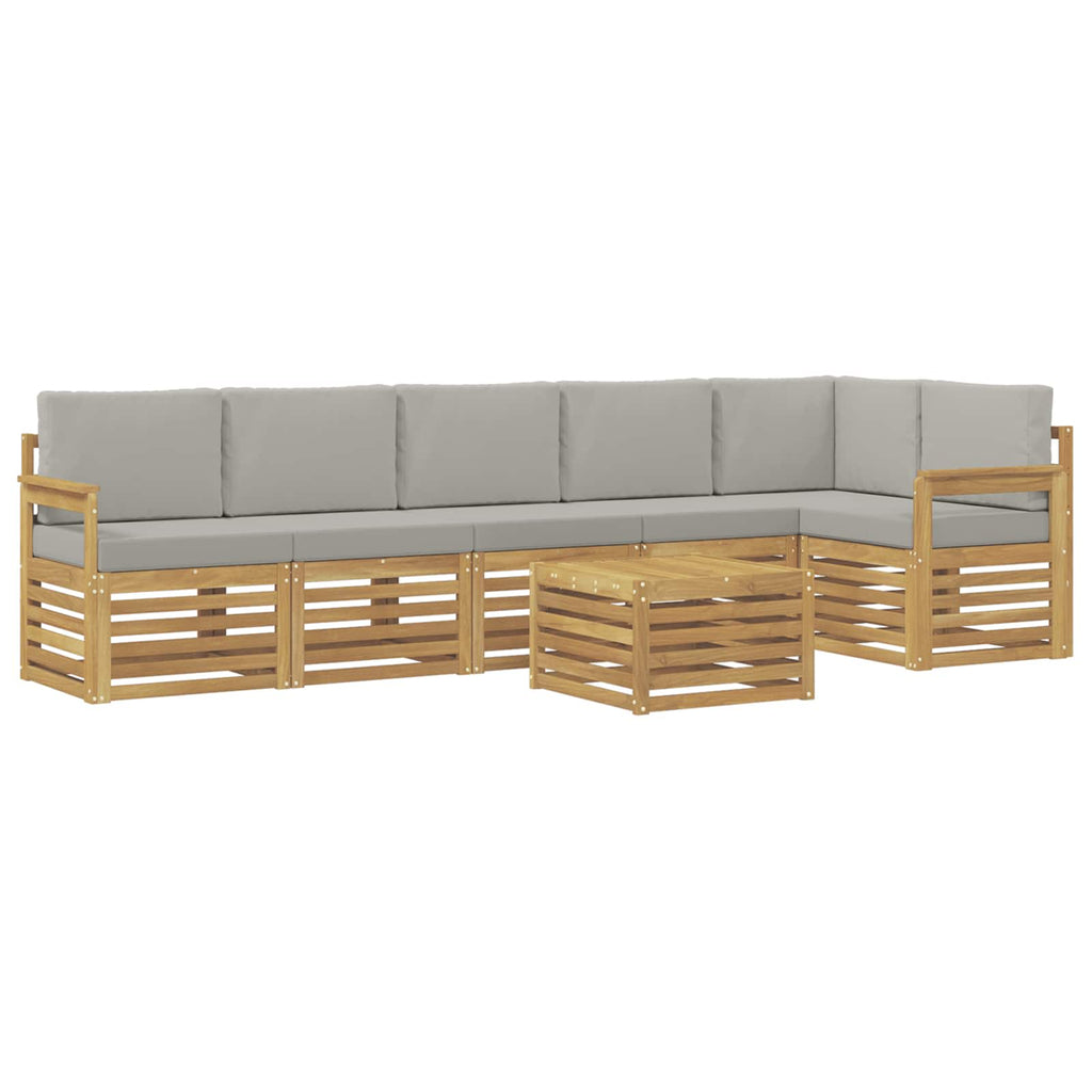 Outdoor-Sofagarnitur 7 pcs Weiß und Hellgrau 59 x 59 x 37 cm