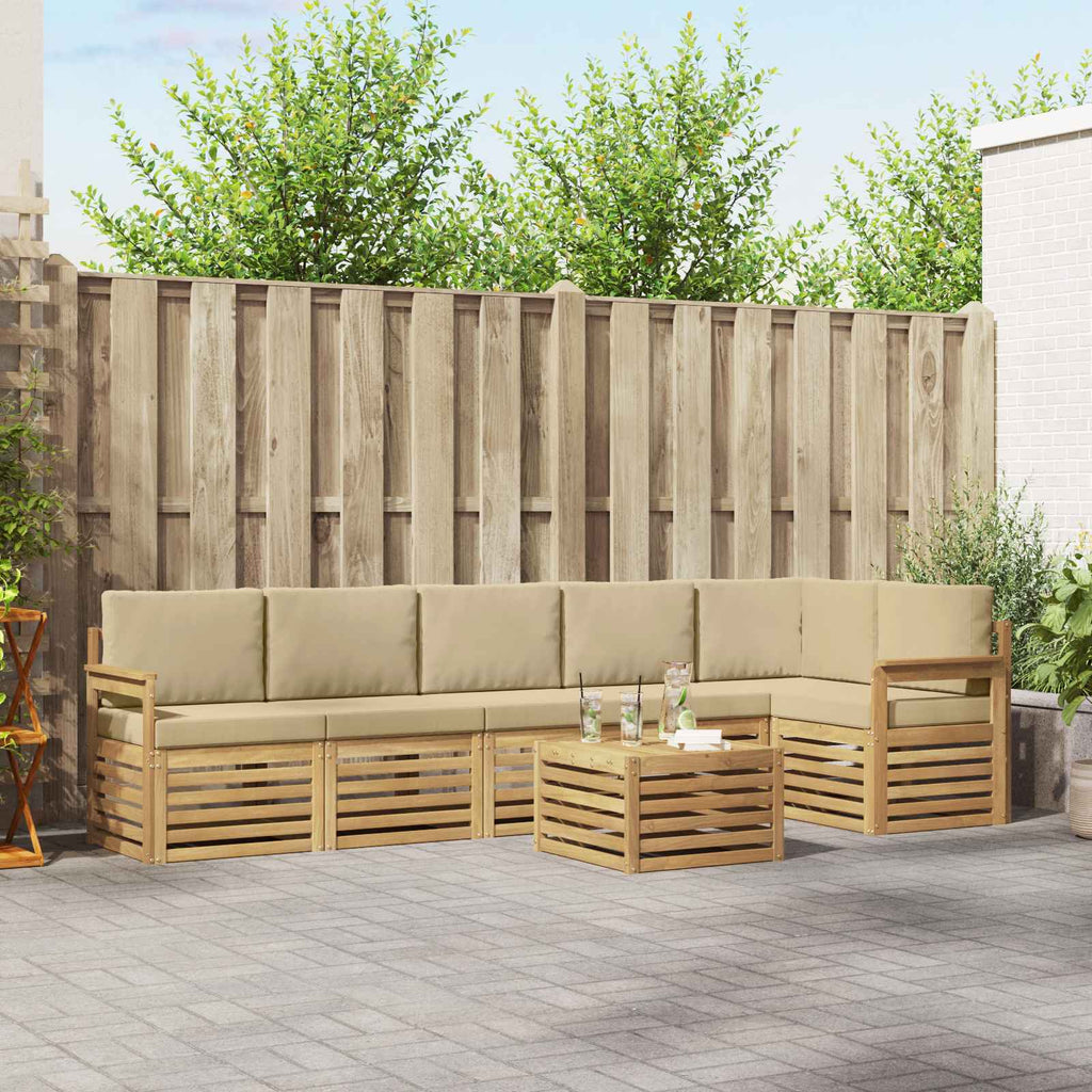 Outdoor-Sofagarnitur 7 pcs Weiß und Beige 59 x 59 x 37 cm