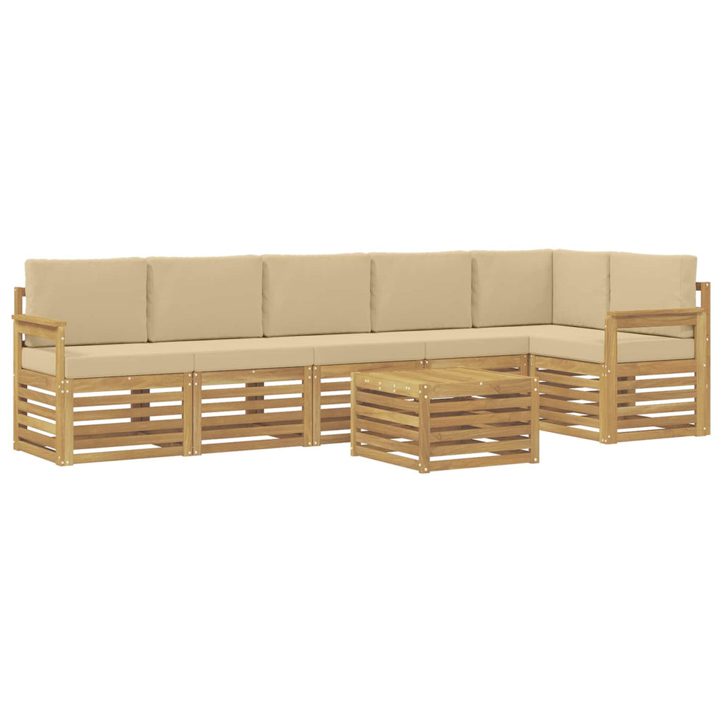 Outdoor-Sofagarnitur 7 pcs Weiß und Beige 59 x 59 x 37 cm