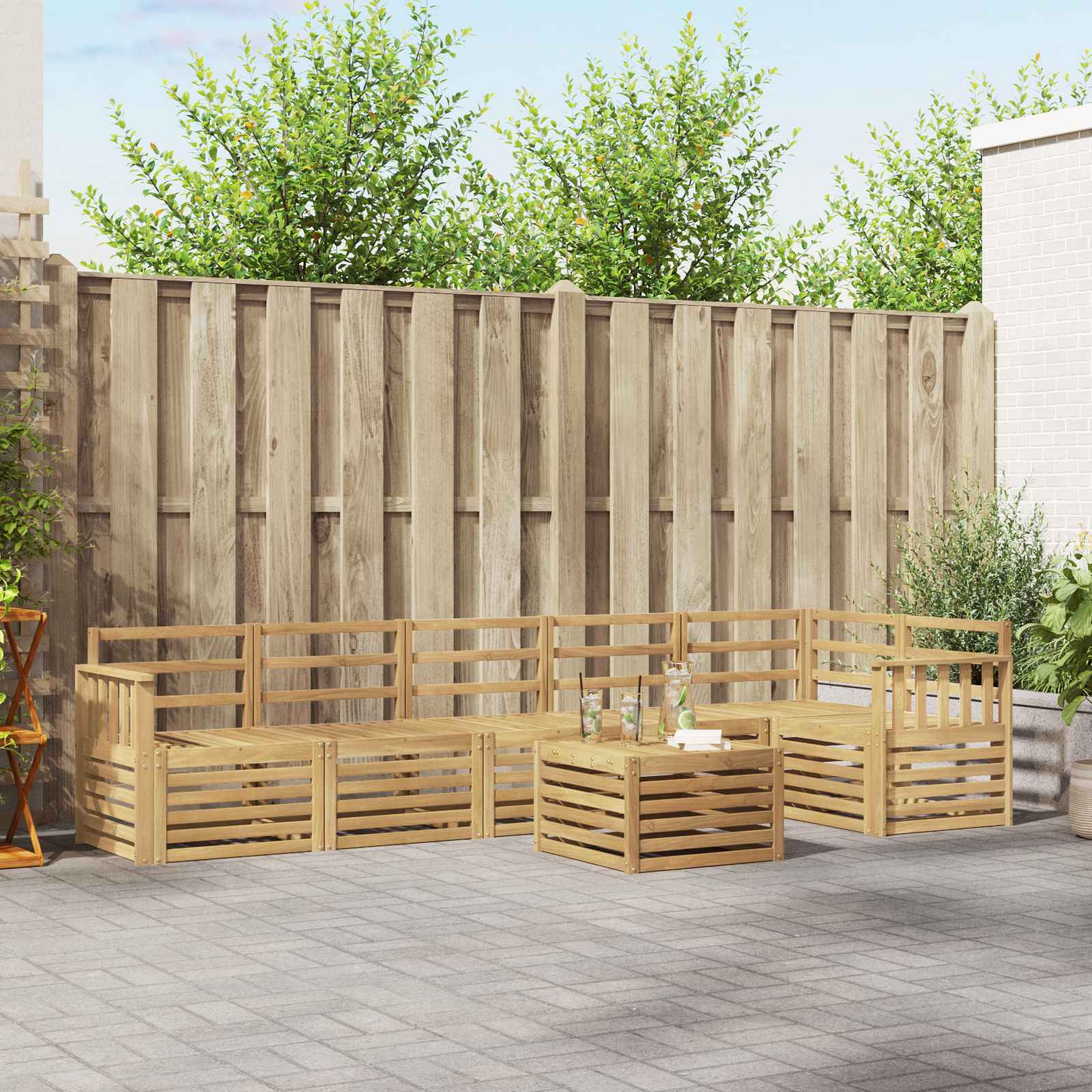 Outdoor-Sofagarnitur 7 pcs Weiß 59 x 59 x 37 cm
