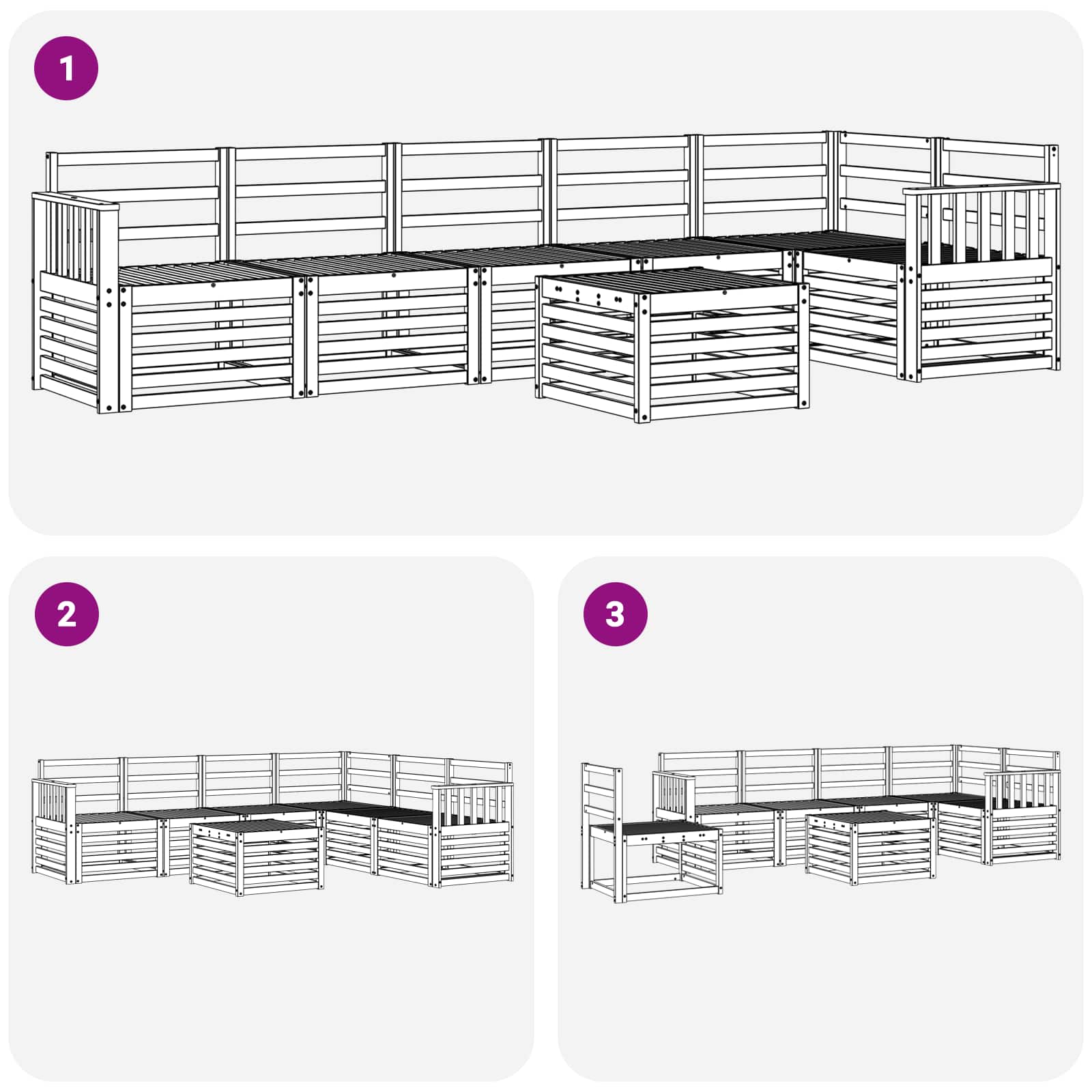 Outdoor-Sofagarnitur 7 pcs Weiß 59 x 59 x 37 cm
