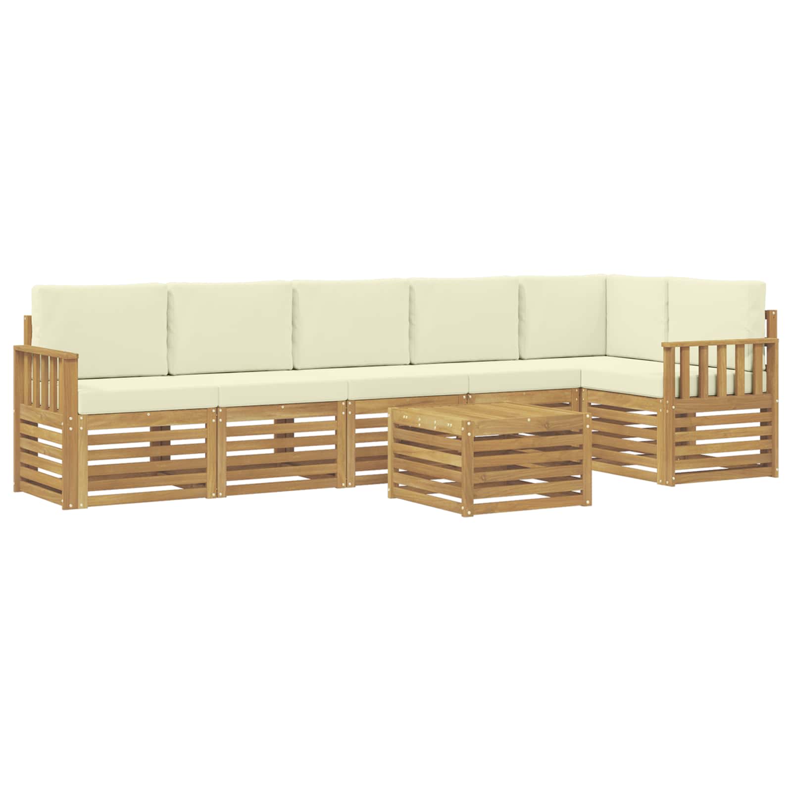 Outdoor-Sofagarnitur 7 pcs Weiß und Creme 59 x 59 x 37 cm