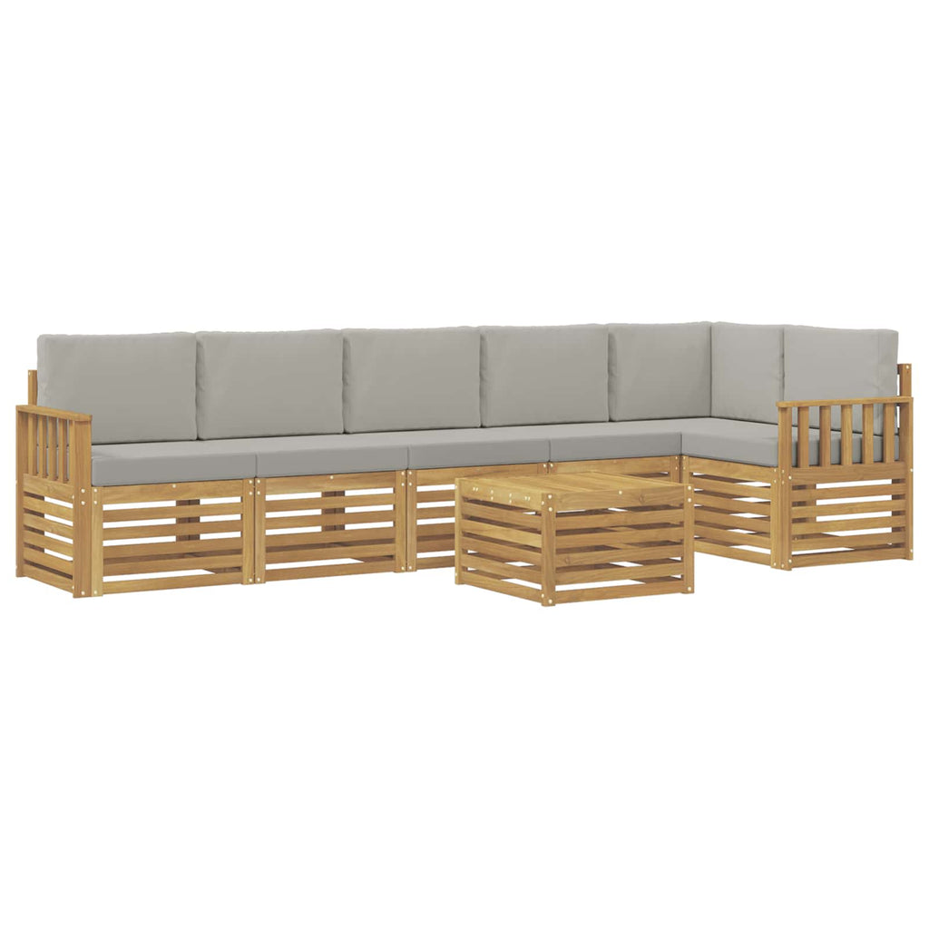 Outdoor-Sofagarnitur 7 pcs Weiß und Hellgrau 59 x 59 x 37 cm