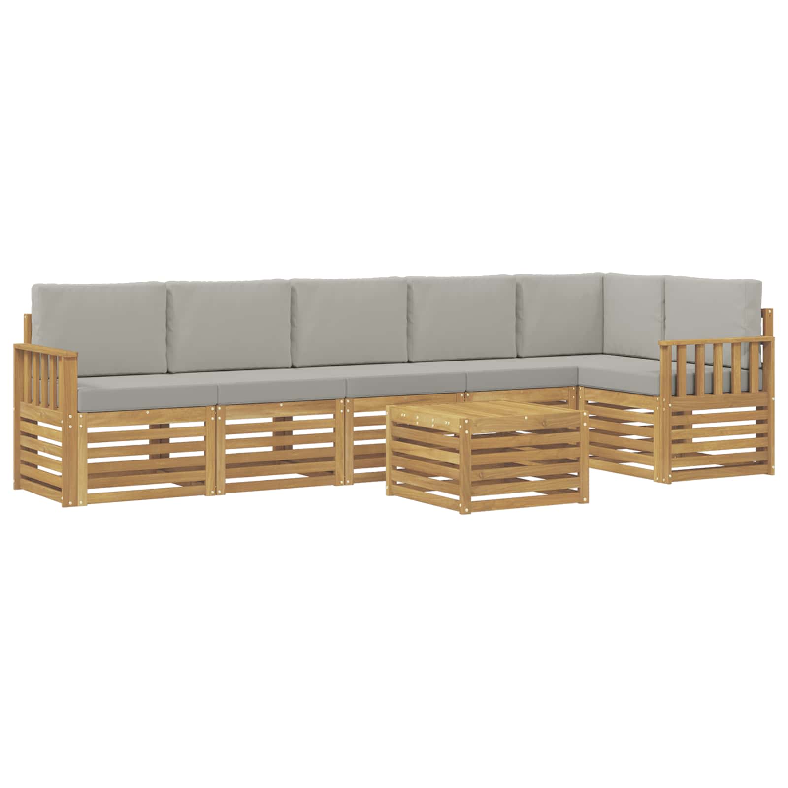 Outdoor-Sofagarnitur 7 pcs Weiß und Hellgrau 59 x 59 x 37 cm