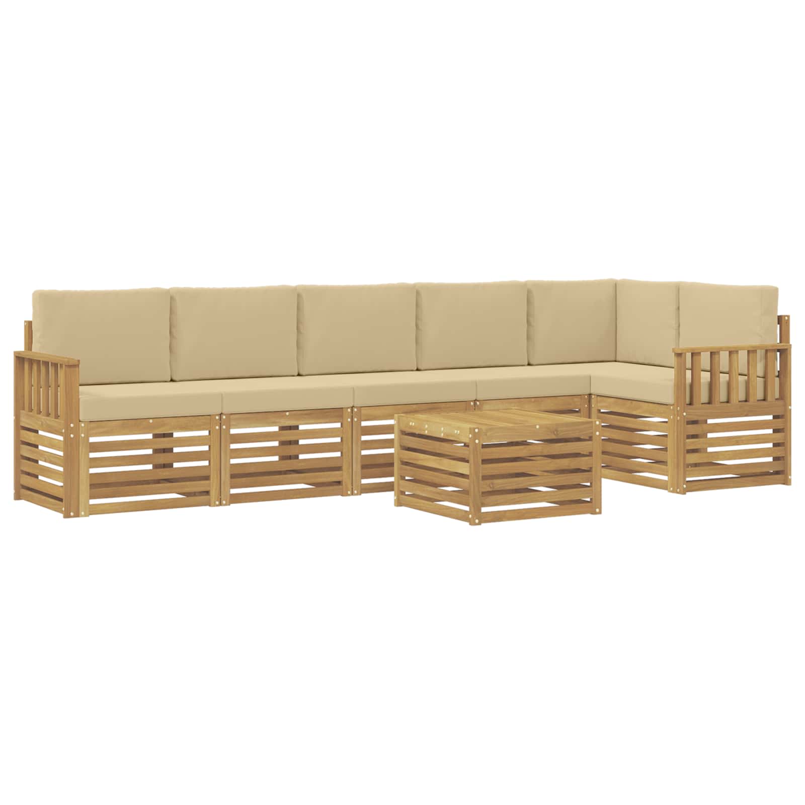 Outdoor-Sofagarnitur 7 pcs Weiß und Beige 59 x 59 x 37 cm