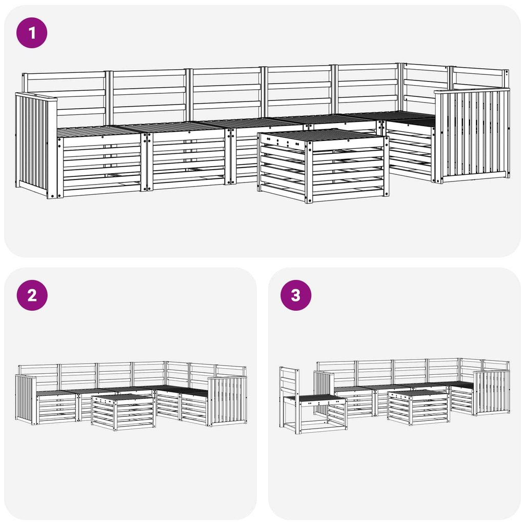 Outdoor-Sofagarnitur 7 pcs Weiß 59 x 59 x 37 cm