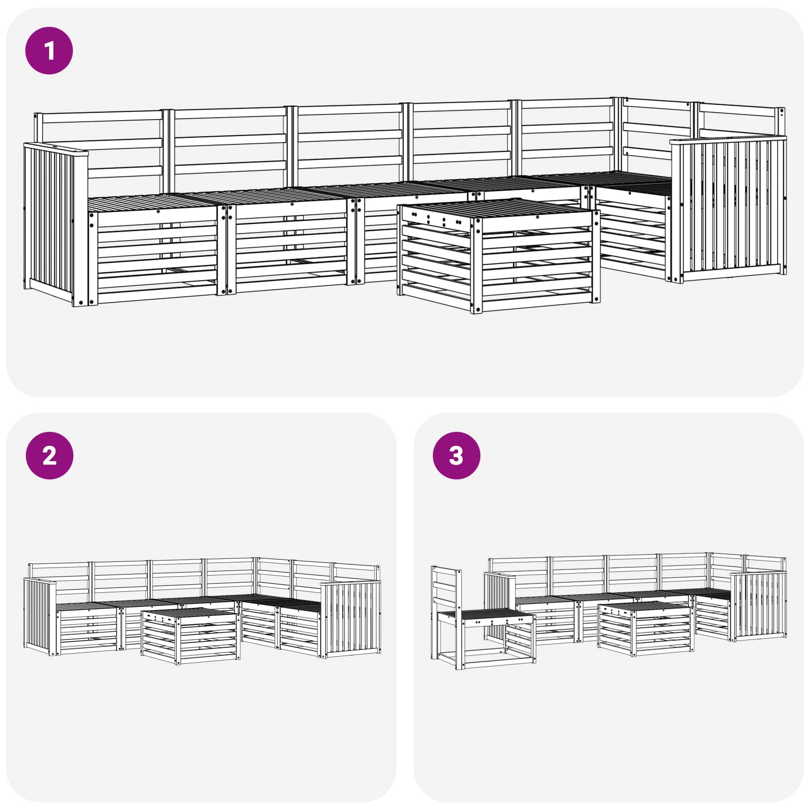 Outdoor-Sofagarnitur 7 pcs Weiß 59 x 59 x 37 cm