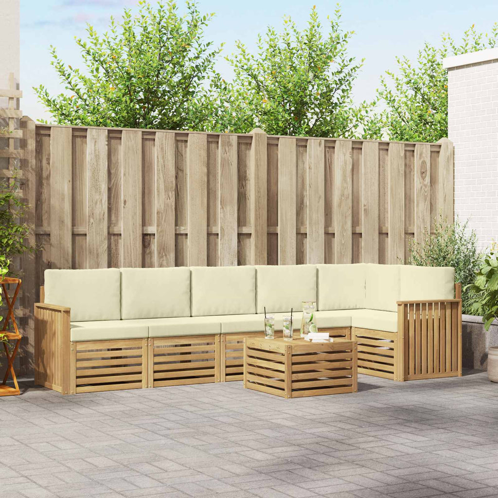 Outdoor-Sofagarnitur 7 pcs Weiß und Creme 59 x 59 x 37 cm