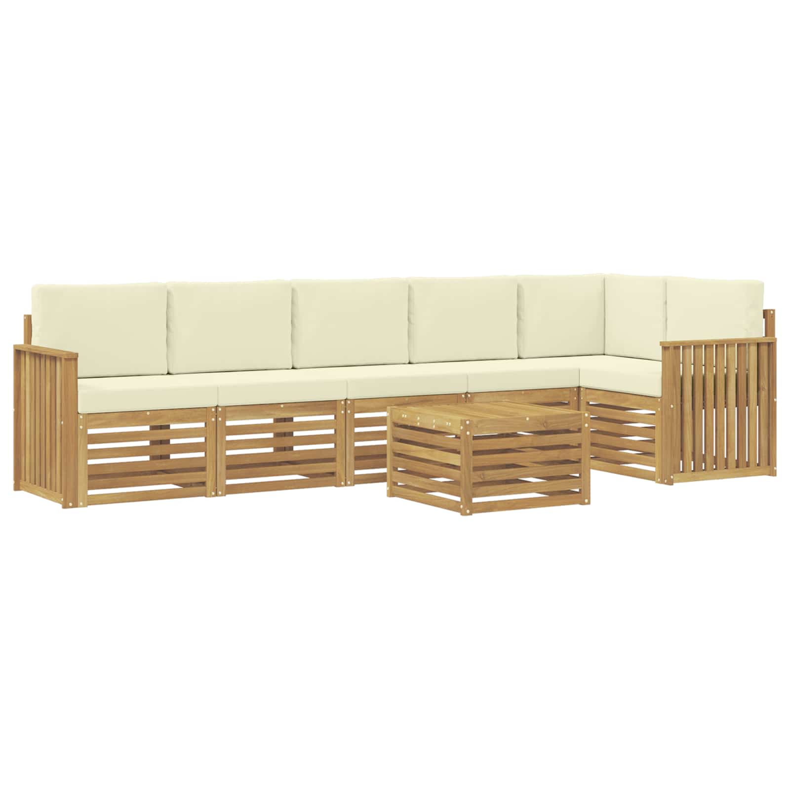 Outdoor-Sofagarnitur 7 pcs Weiß und Creme 59 x 59 x 37 cm