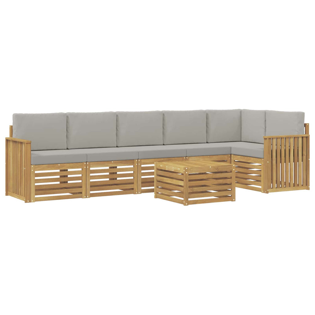 Outdoor-Sofagarnitur 7 pcs Weiß und Hellgrau 59 x 59 x 37 cm