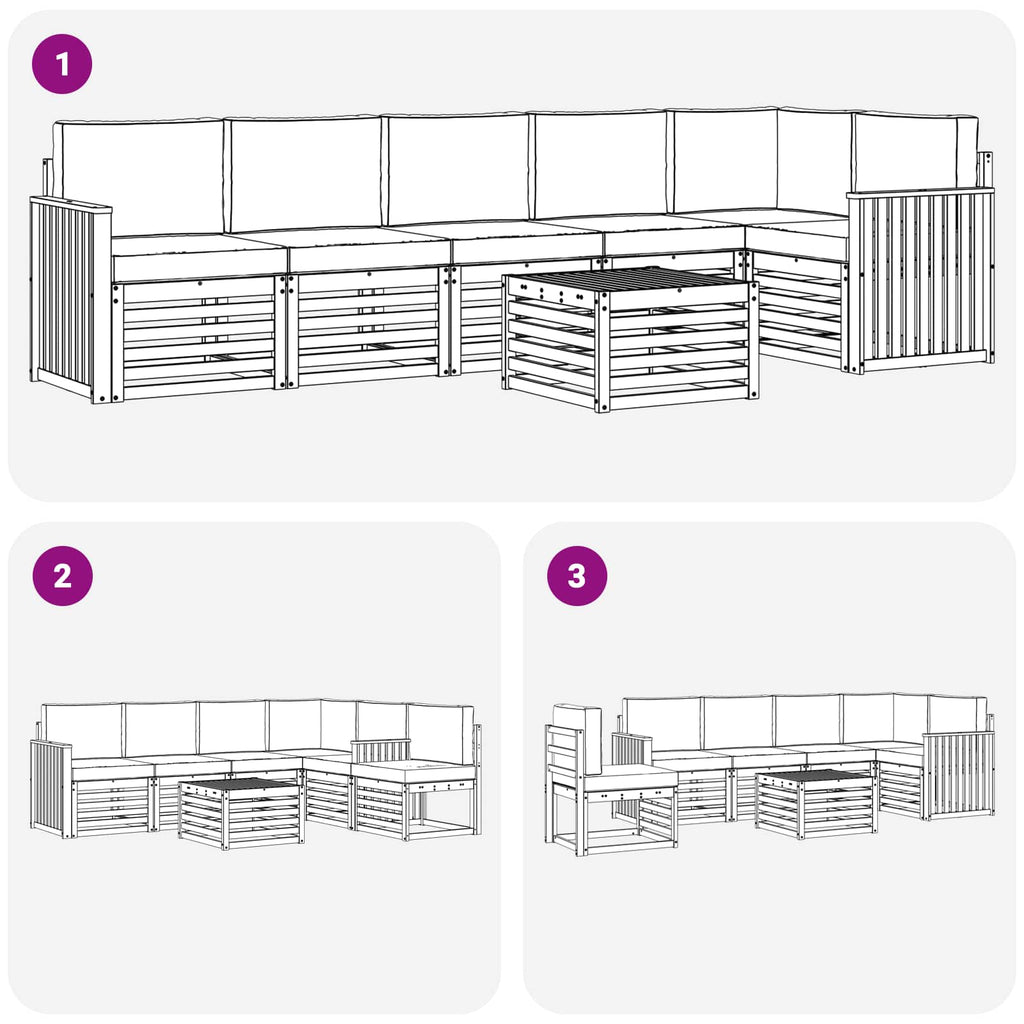 Outdoor-Sofagarnitur 7 pcs Weiß und Anthrazit 59 x 59 x 37 cm