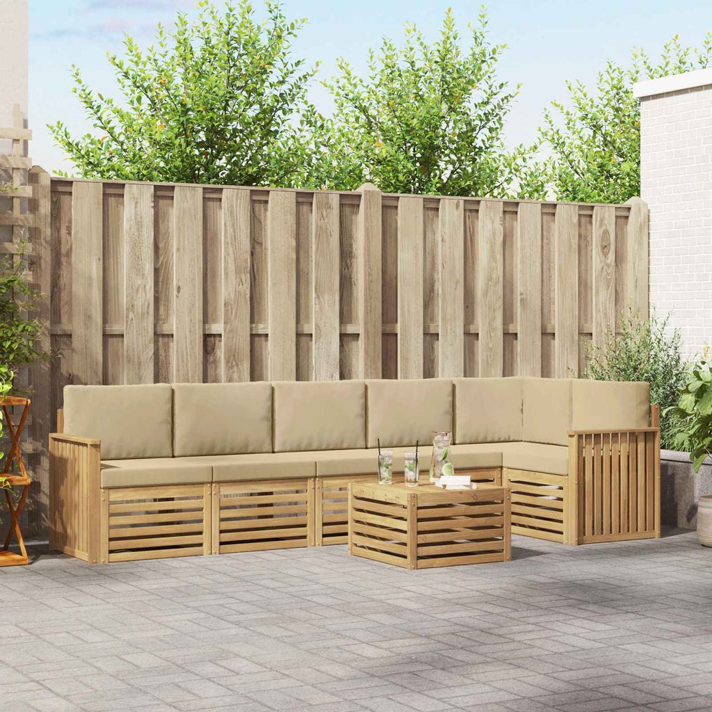 Outdoor-Sofagarnitur 7 pcs Weiß und Beige 59 x 59 x 37 cm