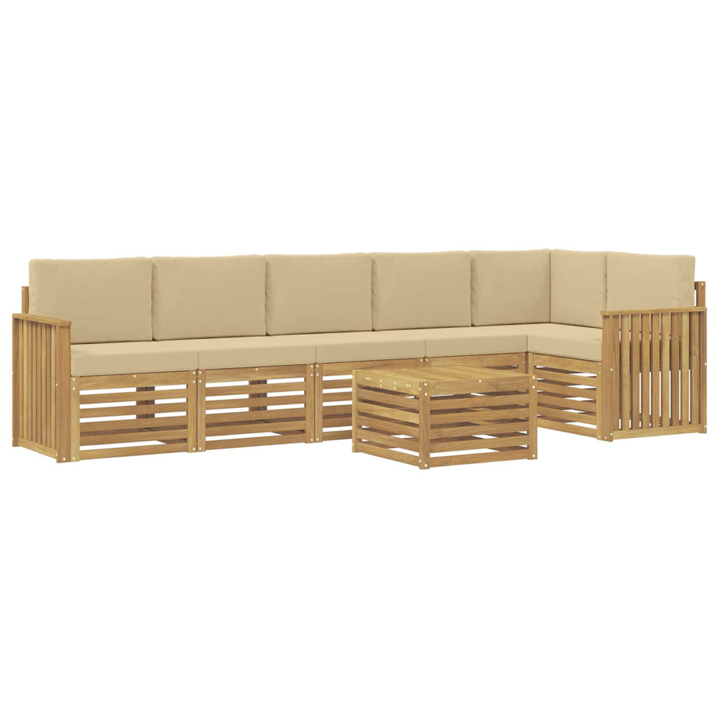 Outdoor-Sofagarnitur 7 pcs Weiß und Beige 59 x 59 x 37 cm