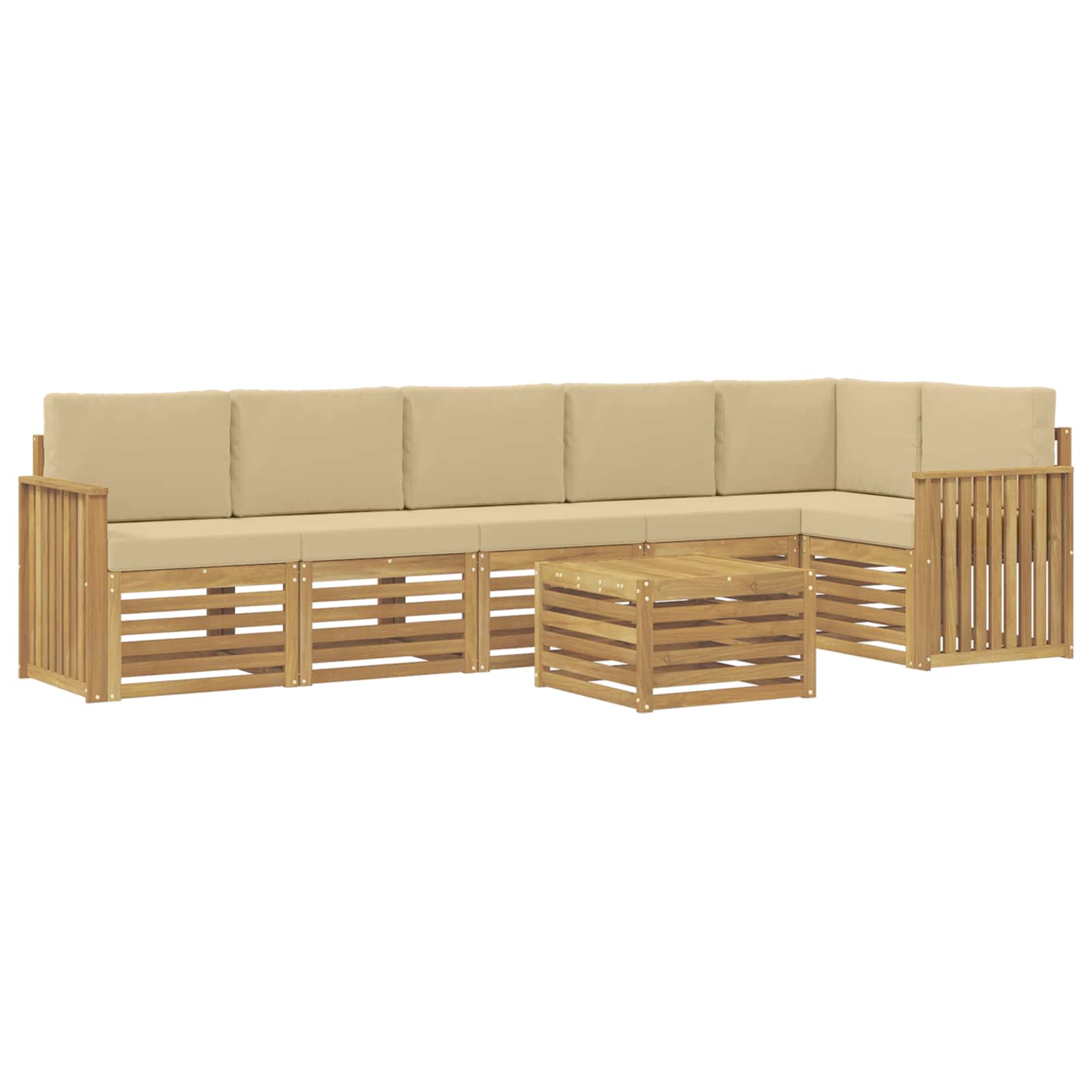 Outdoor-Sofagarnitur 7 pcs Weiß und Beige 59 x 59 x 37 cm