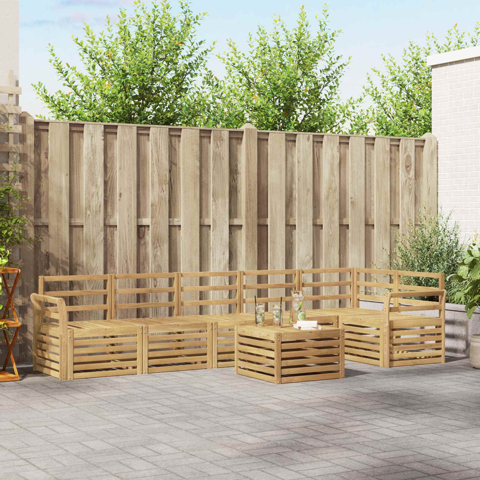 Outdoor-Sofagarnitur 7 pcs Weiß 59 x 59 x 37 cm