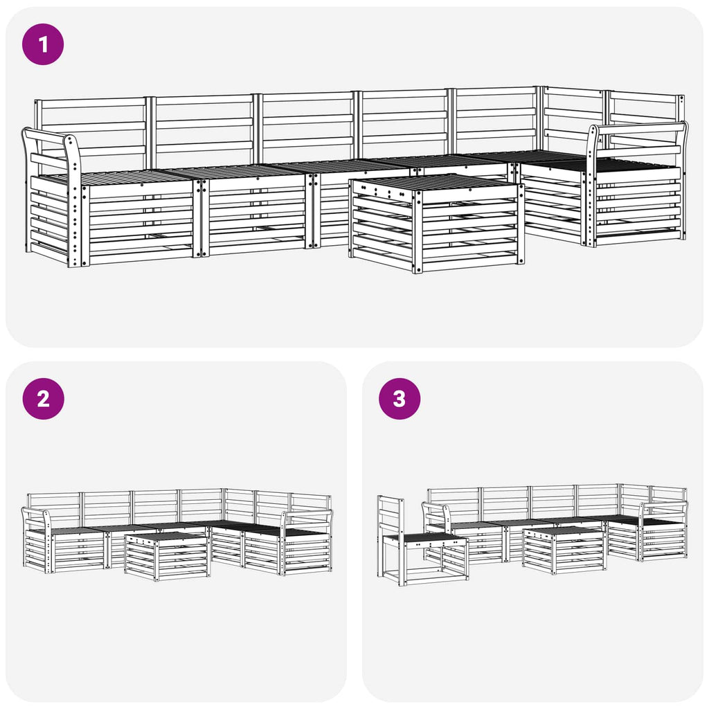 Outdoor-Sofagarnitur 7 pcs Weiß 59 x 59 x 37 cm