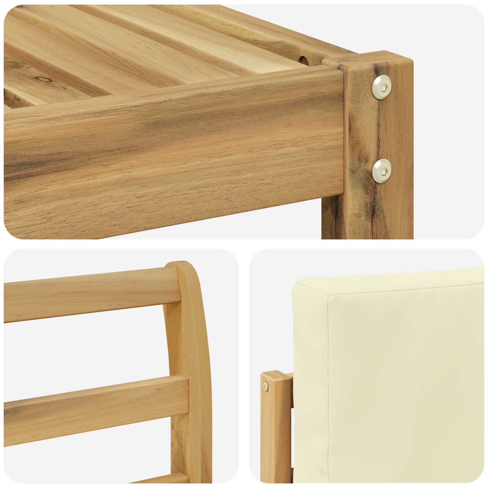 Outdoor-Sofagarnitur 7 pcs Weiß und Creme 59 x 59 x 37 cm