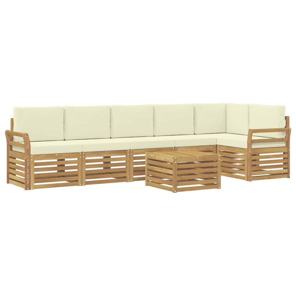 Outdoor-Sofagarnitur 7 pcs Weiß und Creme 59 x 59 x 37 cm
