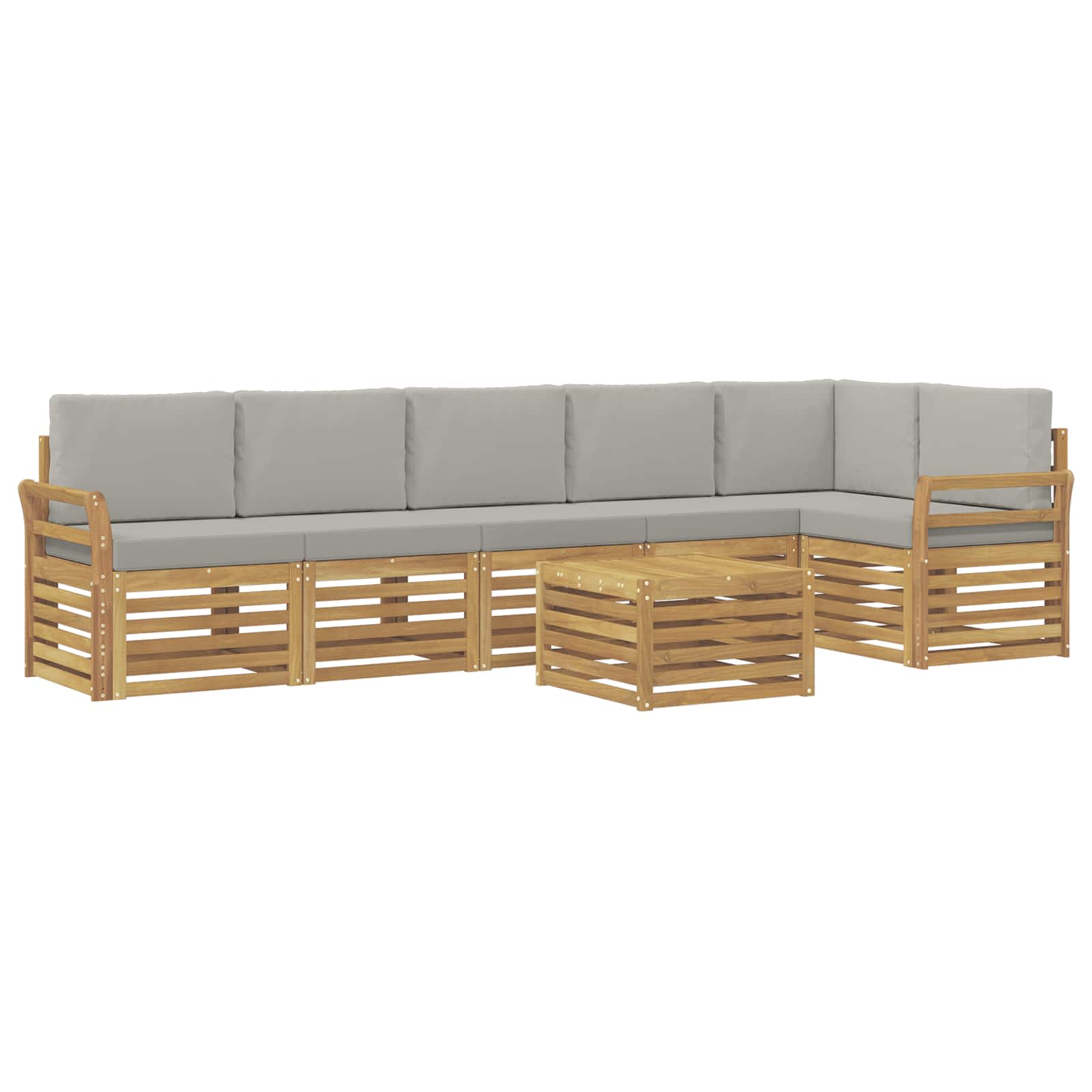 Outdoor-Sofagarnitur 7 pcs Weiß und Hellgrau 59 x 59 x 37 cm