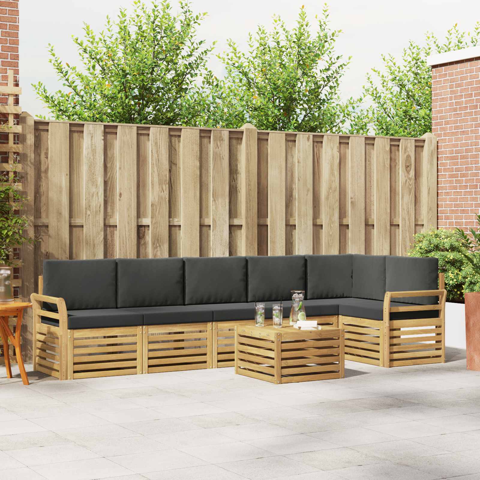 Outdoor-Sofagarnitur 7 pcs Weiß und Anthrazit 59 x 59 x 37 cm
