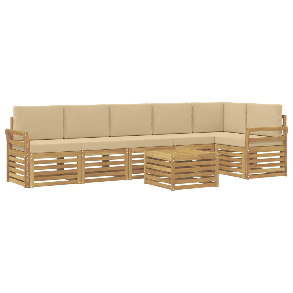 Outdoor-Sofagarnitur 7 pcs Weiß und Beige 59 x 59 x 37 cm