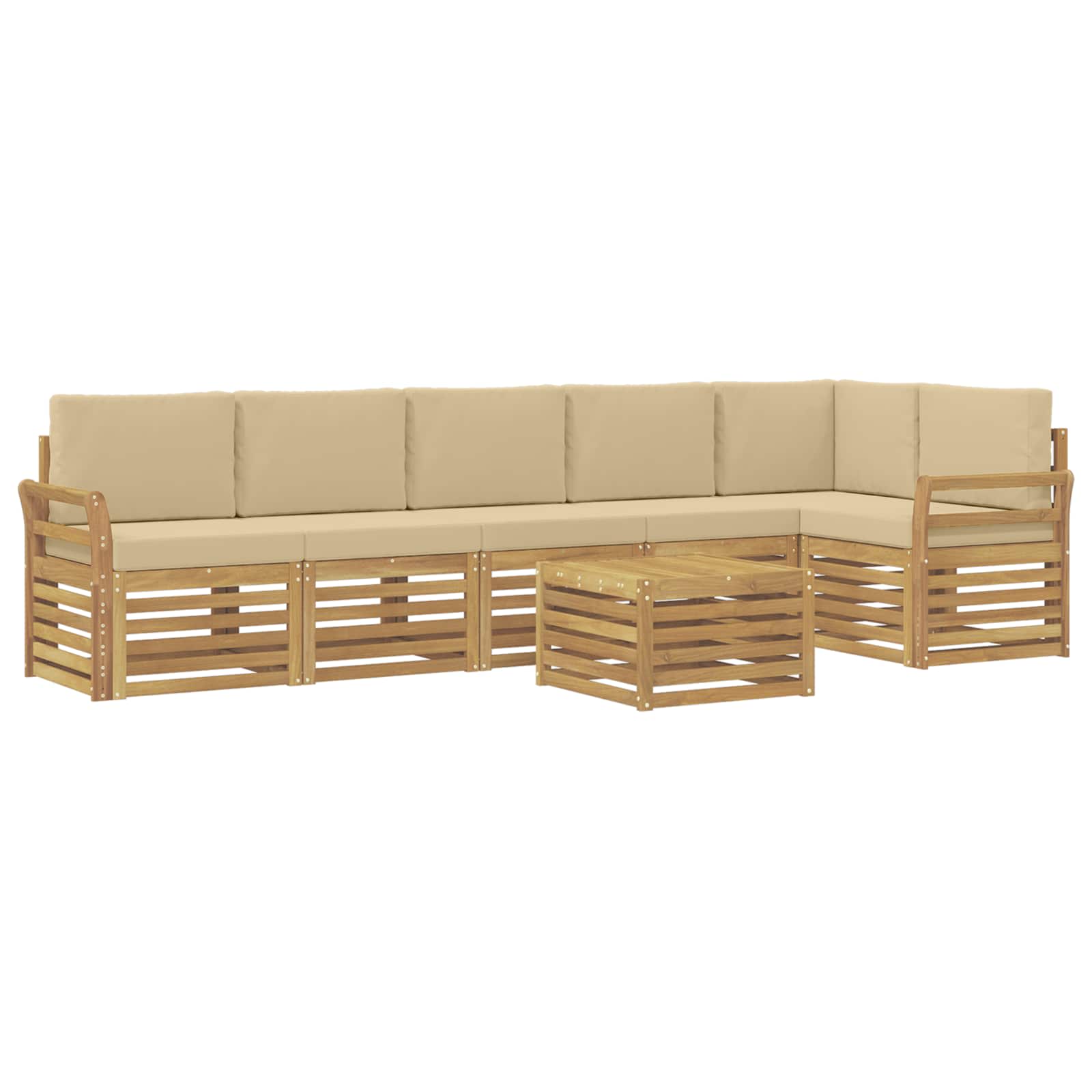 Outdoor-Sofagarnitur 7 pcs Weiß und Beige 59 x 59 x 37 cm
