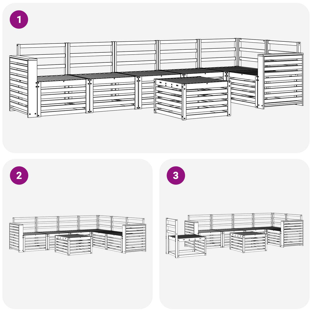 Outdoor-Sofagarnitur 7 pcs Weiß 59 x 59 x 37 cm