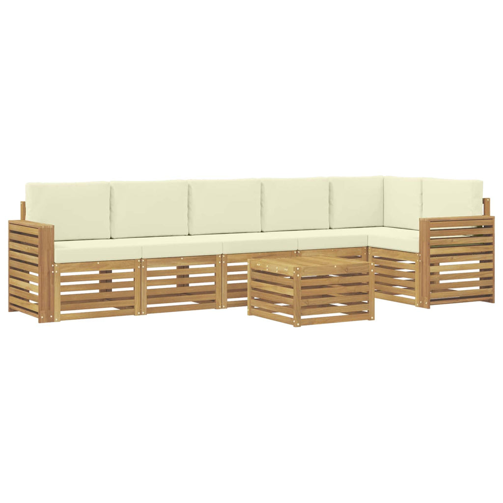 Outdoor-Sofagarnitur 7 pcs Weiß und Creme 59 x 59 x 37 cm