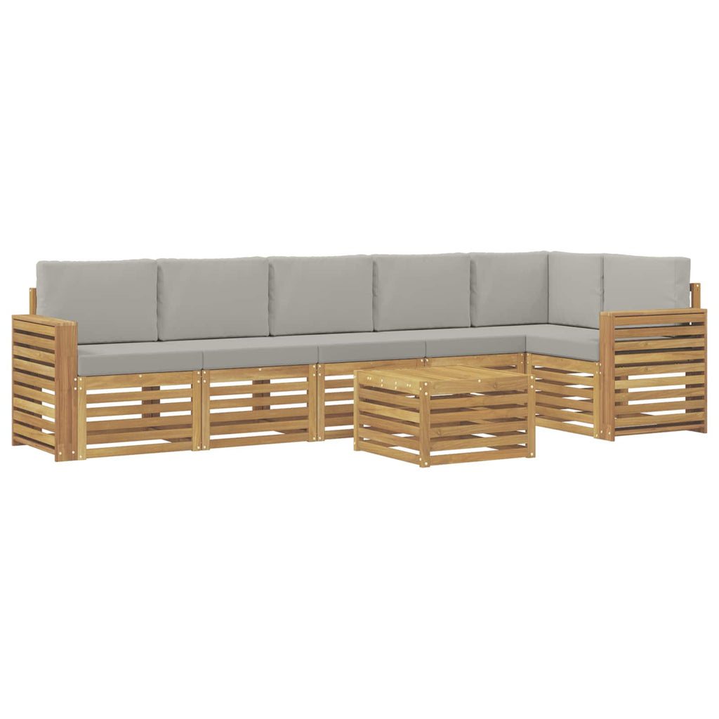 Outdoor-Sofagarnitur 7 pcs Weiß und Hellgrau 59 x 59 x 37 cm