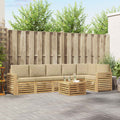 Outdoor-Sofagarnitur 7 pcs Weiß und Beige 59 x 59 x 37 cm
