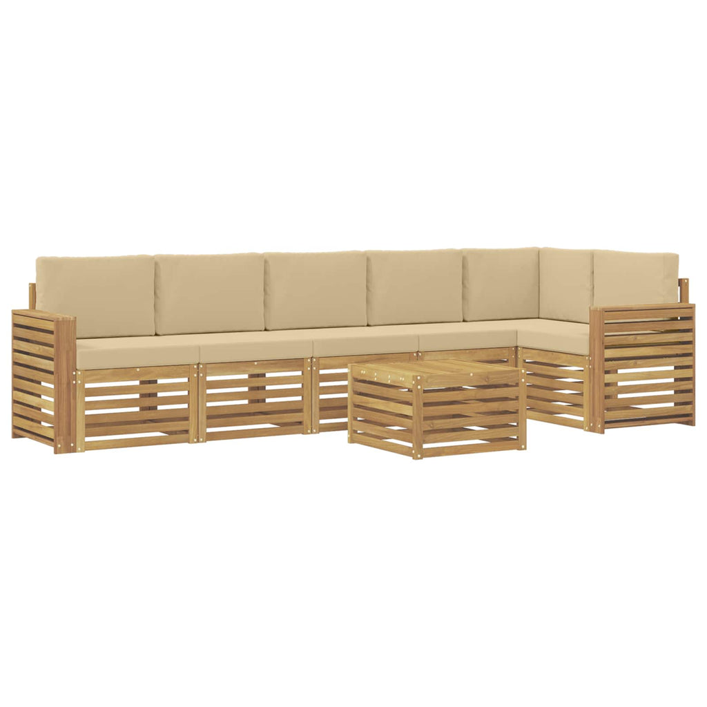 Outdoor-Sofagarnitur 7 pcs Weiß und Beige 59 x 59 x 37 cm