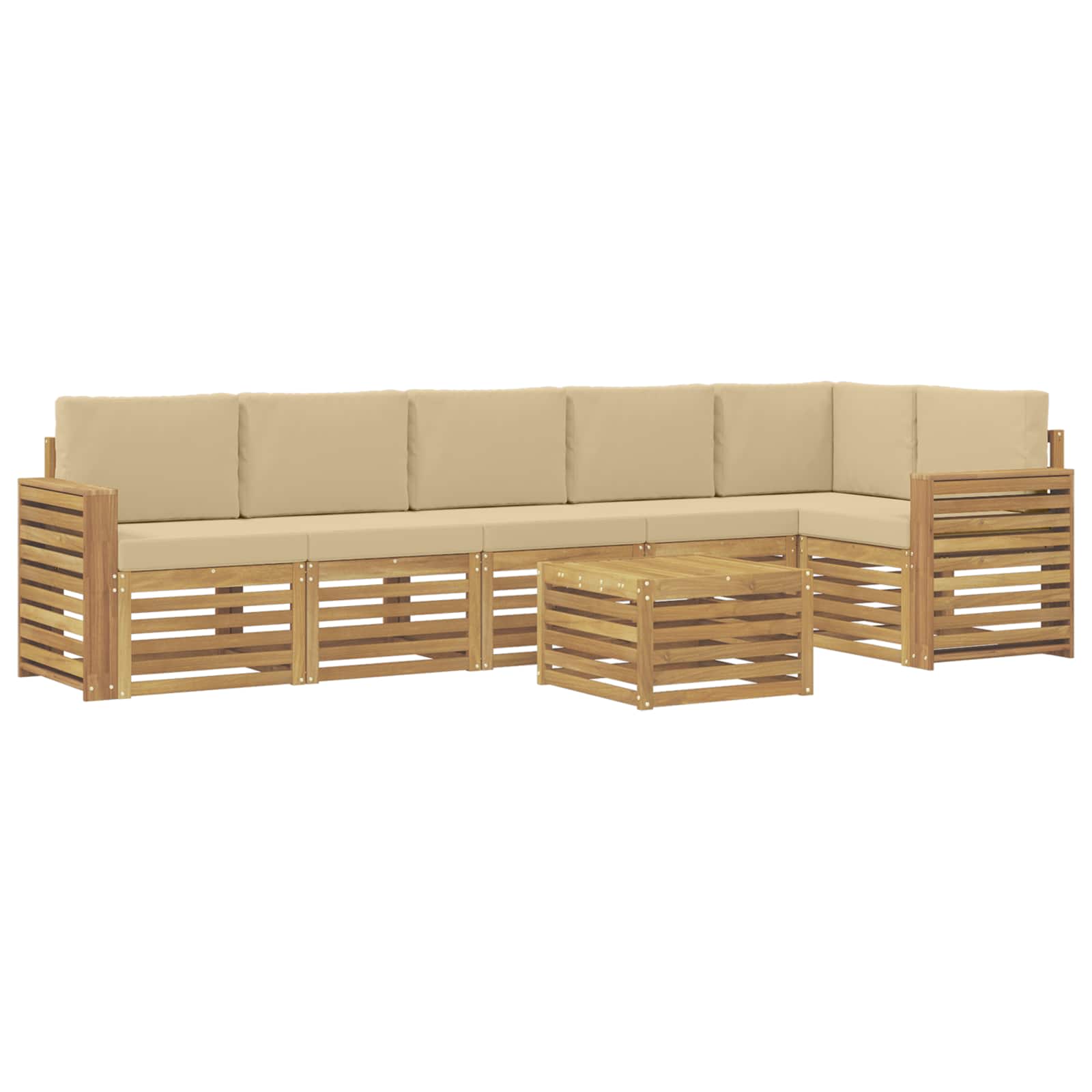 Outdoor-Sofagarnitur 7 pcs Weiß und Beige 59 x 59 x 37 cm