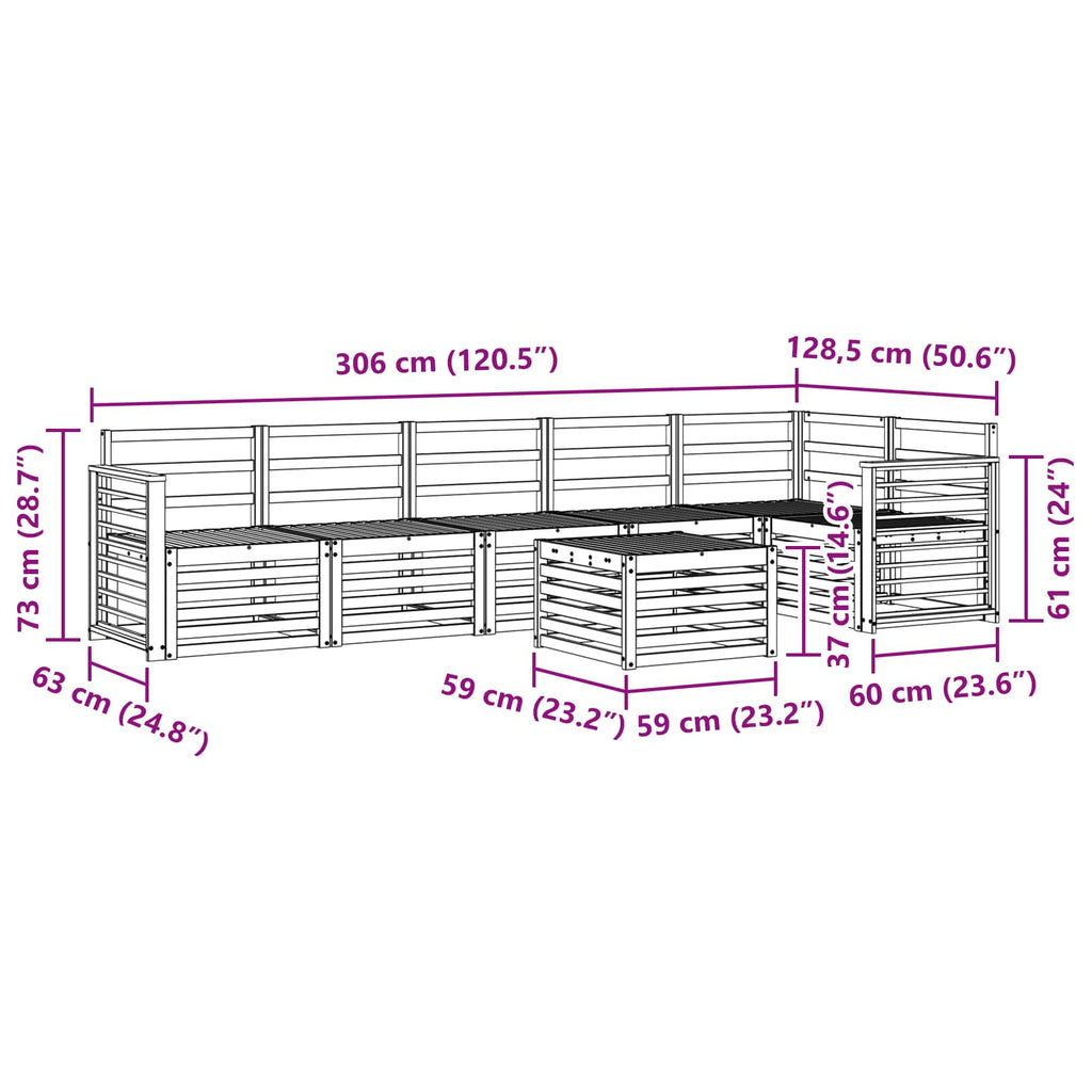 Outdoor-Sofagarnitur 7 pcs Weiß 59 x 59 x 37 cm