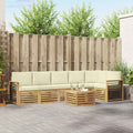 Ecksofa Set mit Kissen 7 pcs Weiß und Creme Massivholz Akazie
