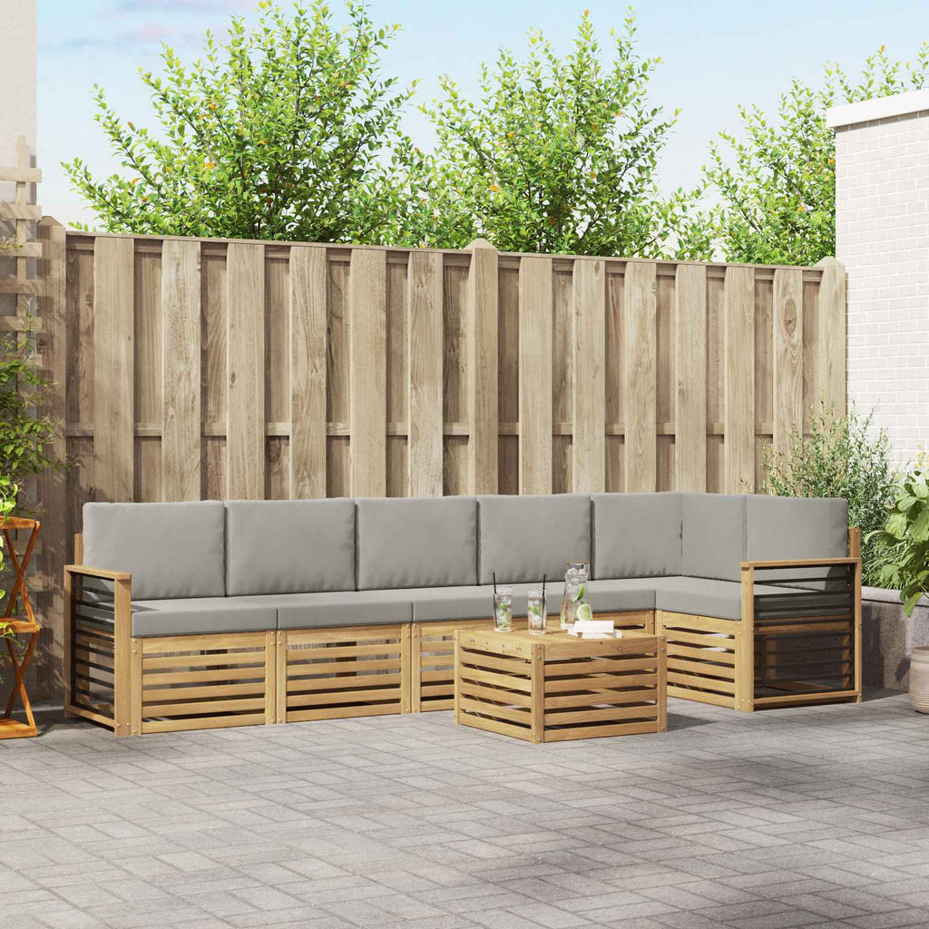Outdoor-Sofagarnitur 7 pcs Weiß und Hellgrau 59 x 59 x 37 cm